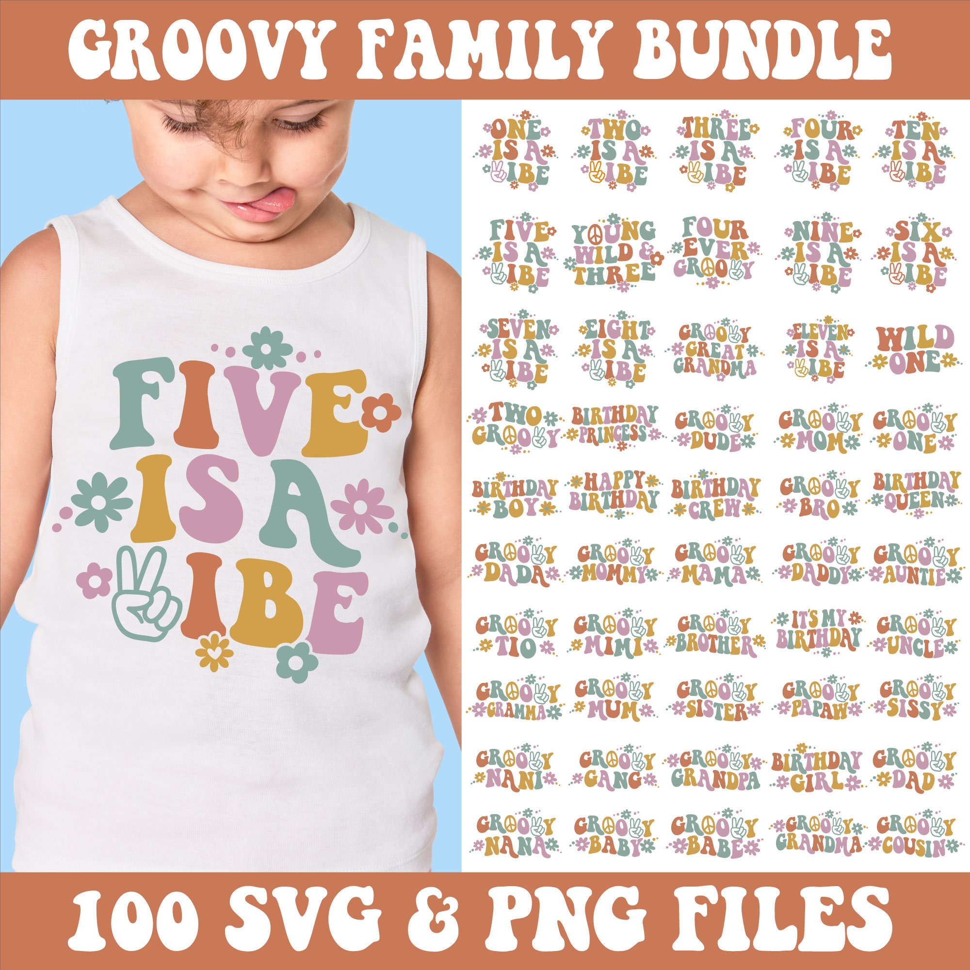 Groovy Family Groovy Family SVG PNG Bundle, Retro Birthday Designs - Etsy