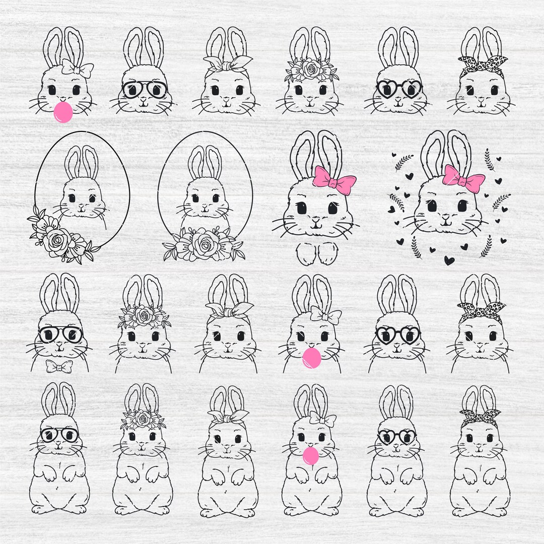 Easter Bunny Face Svg Png Dxf Pdf, Easter Bunny Face Svg, Cute Bunny ...