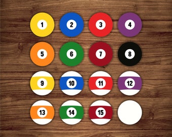 Pool Billiard Balls Clipart Set, Vector SVG (Digital Download)