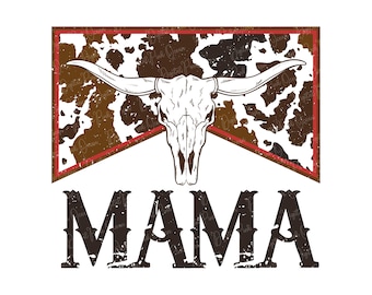 Mama Cow Skull Print PNG, Western Design (Digital Download)