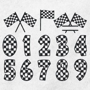 Checkered Numbers SVG, Racing Numbers SVG, Numbers SVG, Checkered flag svg, checkered racing svg, Birthday numbers svg, Checkered design