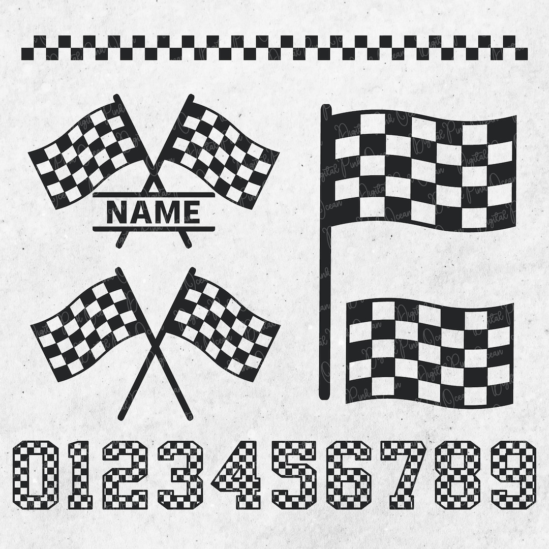 Racing Flag SVG, Checkered Numbers Monogram (digital Download) - Etsy