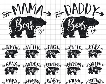 Bear Family SVG Bundle, Matching Shirt Designs (Digital Download)