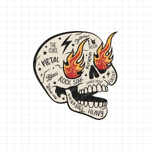 Skull SVG PNG, Rock skull Svg, rock, skeleton Svg, Skull, Skull Cut Files For Silhouette Files for Cricut, Skull Vector, Vintage skull rock