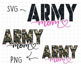 Army Mom Camouflage Print SVG PNG, Military Veteran (Digital Download)