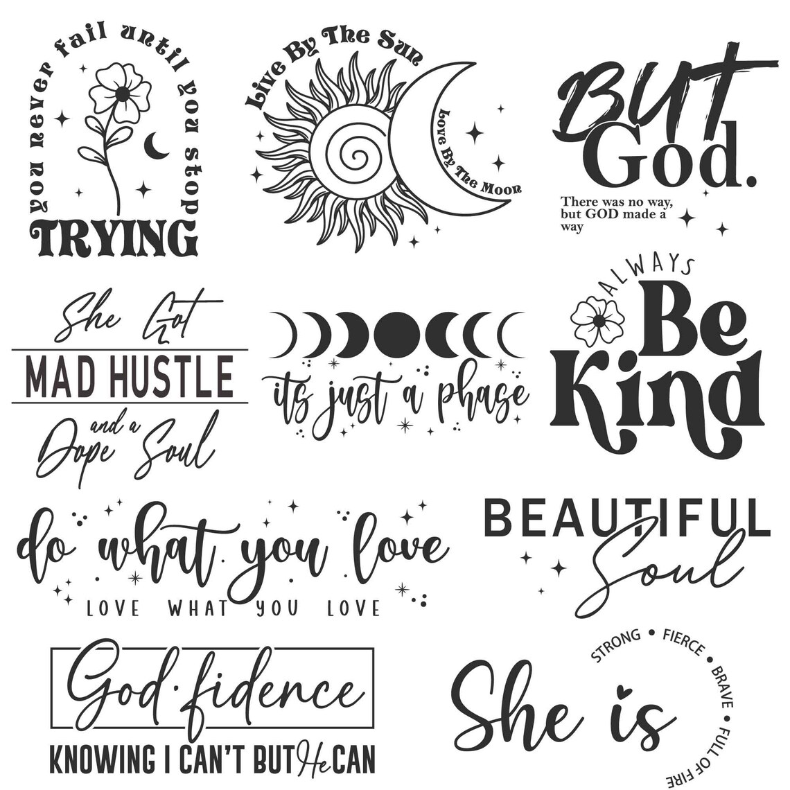 10 Boho Inspirational Svg Bundle BOHO Svg Meditate Svg - Etsy