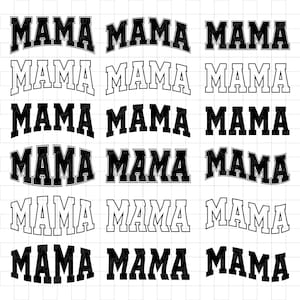 Mama Varsity SVG Bundle, Trendy Mama Varsity Curved SVG, Texte universitaire, Mama Varsity Letters SVG, Mama Varsity Font SVG, Mama est SVG, SVG