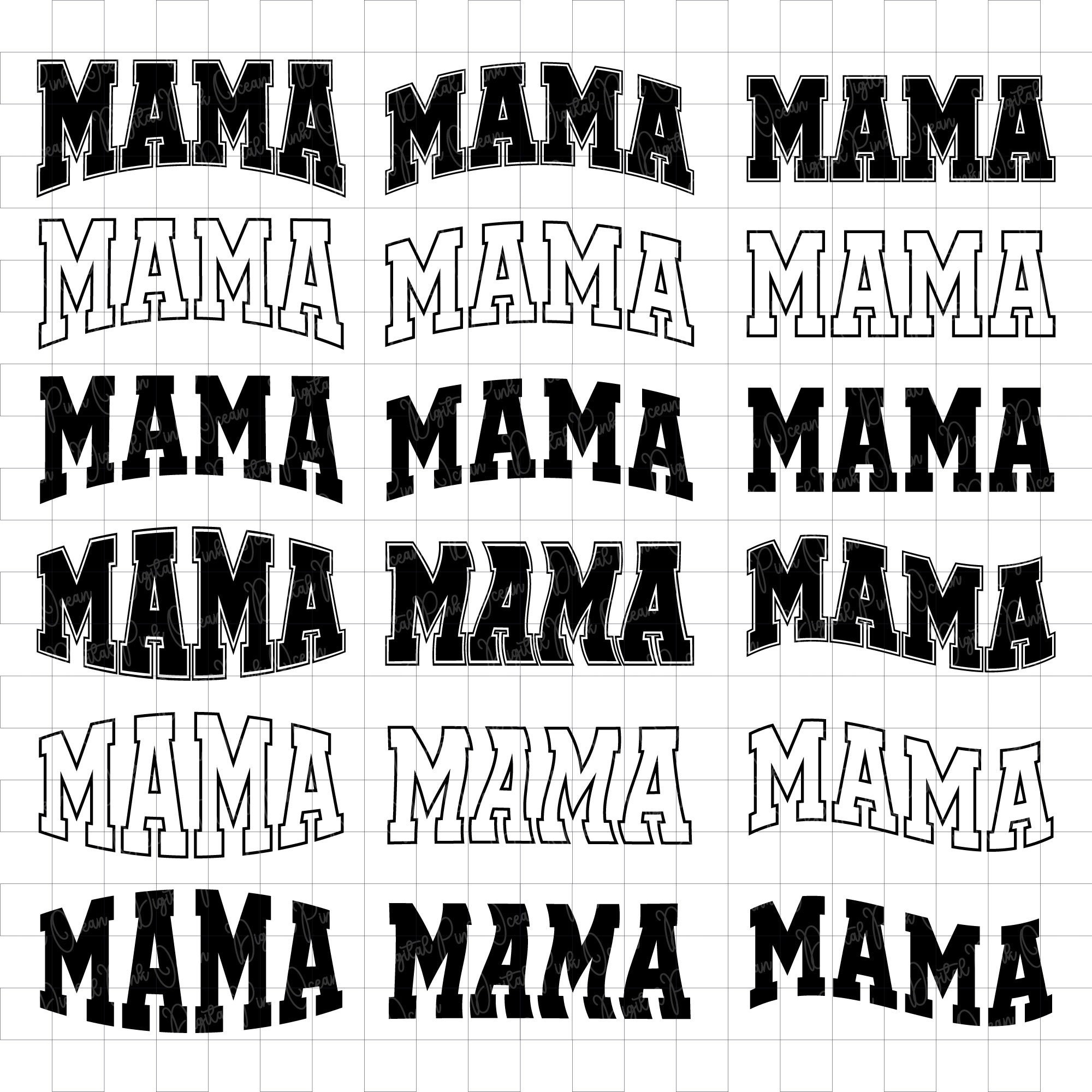 Mama Varsity Svg Bundle, Trendy Mama Varsity Curved Svg