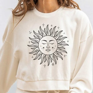 Retro sun svg, boho svg, celestial svg, mystical print for shirt, magic moon svg silhouette png