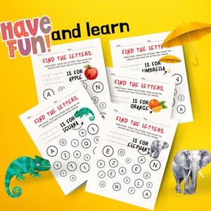 Trouvez les lettres. Feuille de travail d&#39;apprentissage du SEL pour les enfants imprimable