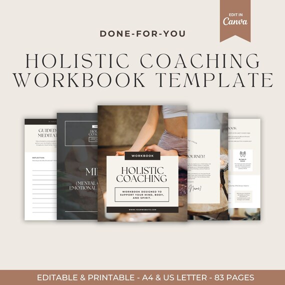 Holistic Coaching Workbook Template - Editable Canva Design for Wellness Coaches & Personal Growth, Self-Improvement Workbook