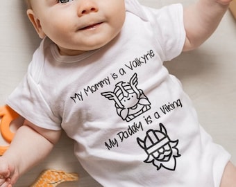 Infant Viking Valkyrie Bodysuit, baby suit in sizes from new born baby up to 2 years, gift for new parents