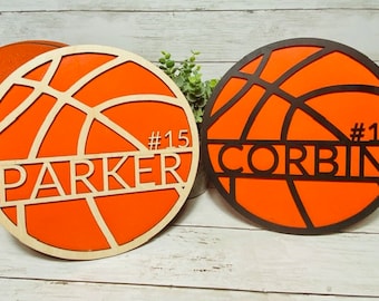 Personalized Basketball Layered Wood Sign, Basketball Sign, Custom Name Wooden Sign, Sport Wall Decor, Gift for Team, Dad, Son, Boy, Kid