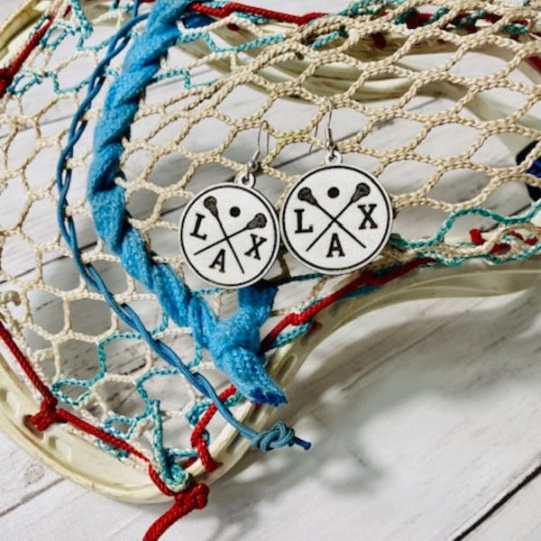 Handcrafted Wooden Round Lacrosse Earrings - Unique LAX Jewelry for Players and Fans, Lacrosse earrings, Lax earrings, Personalized gift,