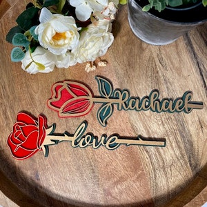 Personalized Laser Cut Rose – Mother&#39;s Day Gift, Unique Valentine&#39;s Day Gift, Customized Romantic Keepsake, Engraved Flower for Loved Ones.