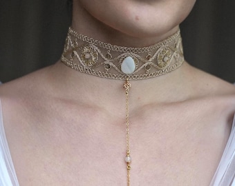 Rosemary Choker • Embroidered & Gemstone Beaded