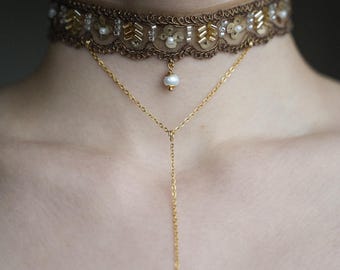 Aurora Choker • Gemstone Beaded & Embroidered