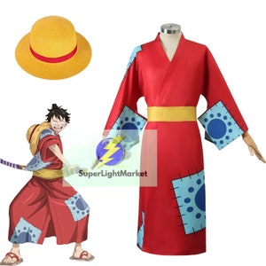 One Piece Wano Country Monkey D. Luffy Cosplay Costume Kimono