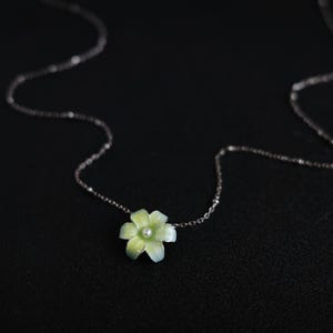 Lily Flower - Pearl Enamel 925 Sterling Silver Pendant Necklace for Women