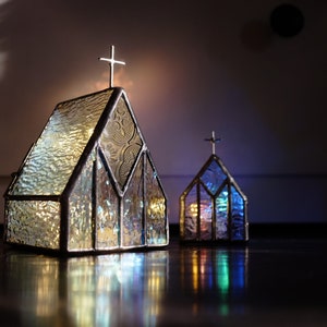 White Sanctity - Stained Glass Tea Light Glass Candle Holder Jesus Christ Christian Gift