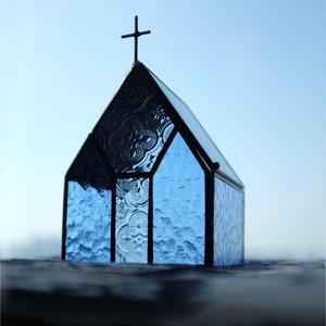 Church on Mount Sinai - Stained Glass Tea Light Glass Candle Holder Jesus Christ Christian Gift