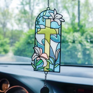 ReFrish - Glasmalerei-Auto-Charme-hängender Anhänger christliches Geschenk Jesus Christus