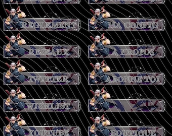 Puede incluir: Un fondo negro con el texto "TENGEN UZUI" en la parte superior. La imagen presenta múltiples paneles rectangulares con varias etiquetas de texto como "DONATION", "GAMING VISUALS" y "PLANNING". Cada panel tiene una ilustración de un personaje.