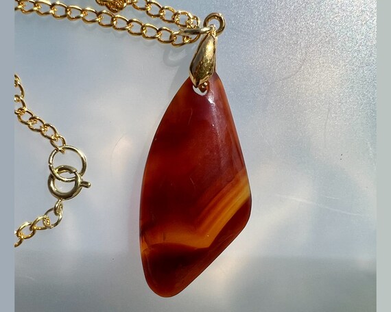 Brazilian Agate Triangle Pendant Necklace Etsy UK
