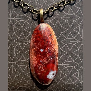 Brenda Agate Long Oval Pendant Necklace