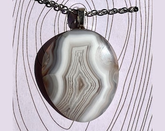 West Texas White Banded Agate 2 Pendant Necklace