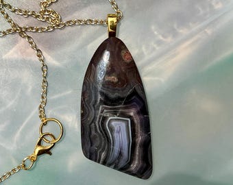 Purple Passion Agate Dome Pendant Necklace