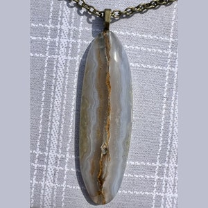 Blue Lace Seam Agate (1) Pendant Necklace