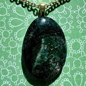 Green Jasper Oval Pendant Necklace