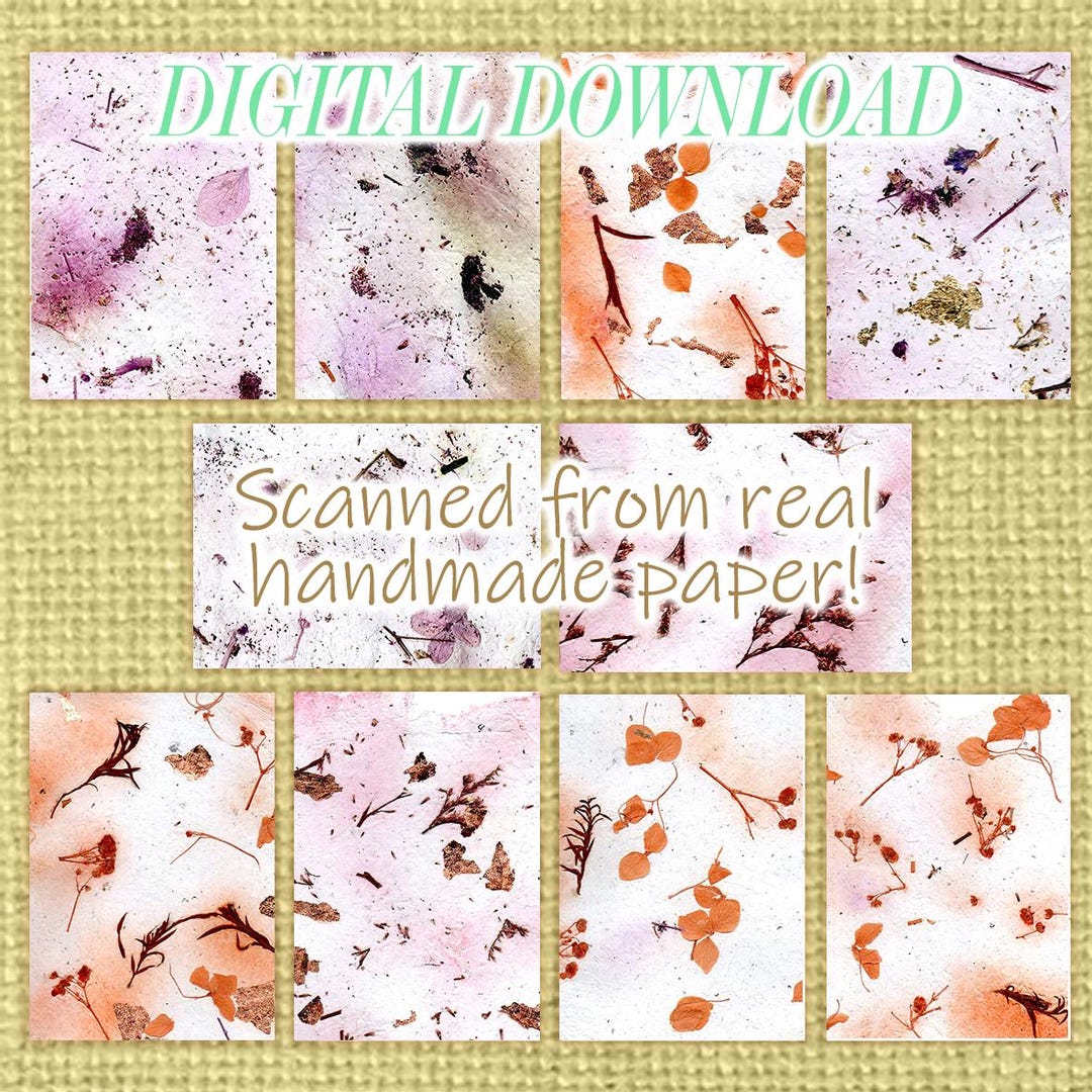 Real Handmade Paper Textures | Botanical Digital Paper Pack | Scanned ...