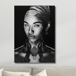 Afrikanisches Mädchen Wandkunst, Schwarzweiße Leinwand Wandkunst Afrikanische Frau, Vintage Frau Leinwand, Wohnkultur Wandkunst, Afrikanerin 3