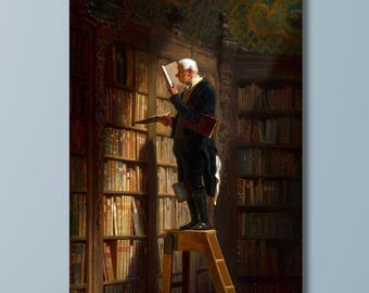 Carl Spitzweg Print  The Bookworm (1850) on canvas, Carl Spitzweg wall art,Carl Spitzweg Painting,Gift for Book lover,Vintage art 1