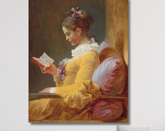 フラゴナール「読書する少女」キャンバスプリント：ジャン・オノレ