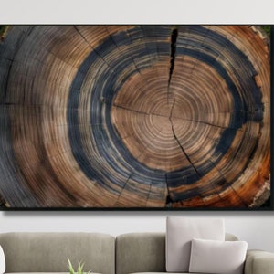 Tree Ring Print on Canvas,Natural tree ring Abstract Colorful, Natural  Ring Wall Decor, Minimalist Home Decor,Modern Wall Art 1