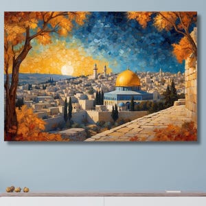 Stampa su tela con poster della Moschea di Al Aqsa, arte murale della Moschea di Al Aqsa, arte murale su tela di Gerusalemme, decorazione murale di Gerusalemme, arte murale islamica, regalo per musulmani
