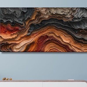 Natural Wood Texture Print on canvas Rustic Earthy Print, Trendy Modern Wall Art,Abstract Colorful Waves  Wall Art ,Office decor,Home decor1