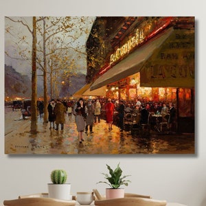 Edouard  Leon  Cortes La Coupole Montparnasse Paris,Edouard Leon Cortes ,Montparnasse Paris Landscape Print,Wall art  Canvas 2