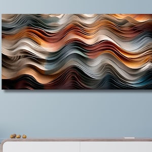 Natural Wood Texture Print on canvas Rustic Earthy Print, Trendy Modern Wall Art,Abstract Colorful Waves  Wall Art ,Trendy Wall art 1