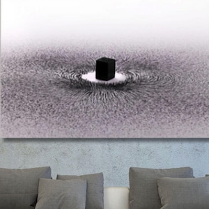 Arte de parede Kaaba em tela, impressão em preto e branco Kaaba em tela, arte de parede islâmica, arte de parede muçulmana, decoração de escritório, pronta para pendurar, presente para muçulmano 2