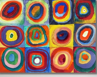 Kandinsky Squares with Concentric Circles Print, Modern Wall Art 9