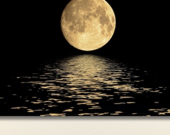 Lienzo decorativo con paisaje lunar, impresión artística de luna llena sobre lienzo.