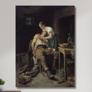 Henry Jones Thaddeus Print The Wounded Poacher Canvas Wall Art(1881) Giclee Wall Art Canvas,Henry Jones Poster, Wounded Poacher Wall Art 1