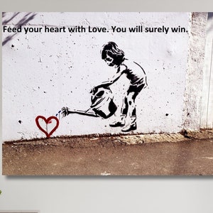 Banksy Girl Heart Print on Canvas,Banksy Girl Poster Wall  Art,Banksy Wall Art,Graffiti Wall Art,Modern Wall Decor,Street art,Home decor