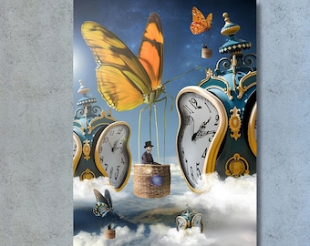 Time Travelling Print on Canvas by Salvador Dali,Salvador Dali Painting,Salvador Dali Wall Art  Dali Exhibition Poster,Vintage art 31