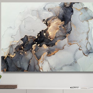 Black and Gold Marble Canvas Wall Art, Luxury Abstract  Marble Wall Decor, Large Wall Decor,Abstract Marble Canvas Wall Art,Oversize Canvas1