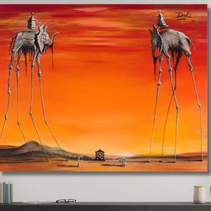 Salvador Dali print elephants on canvas,Salvador Dali wall art,Salvador Dali painting,Salvador Dali surrealist art,Giclee wall art 18